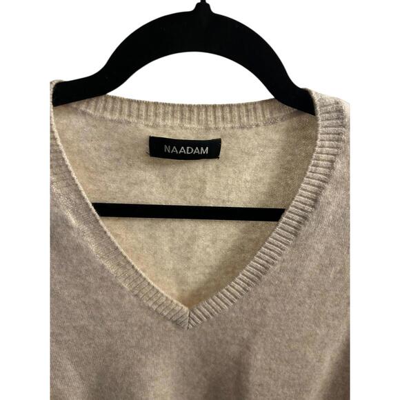 Naadam Lightweight 100% Cashmere V-Neck Sweater Women’s Medium Beige - Picture 3 of 10
